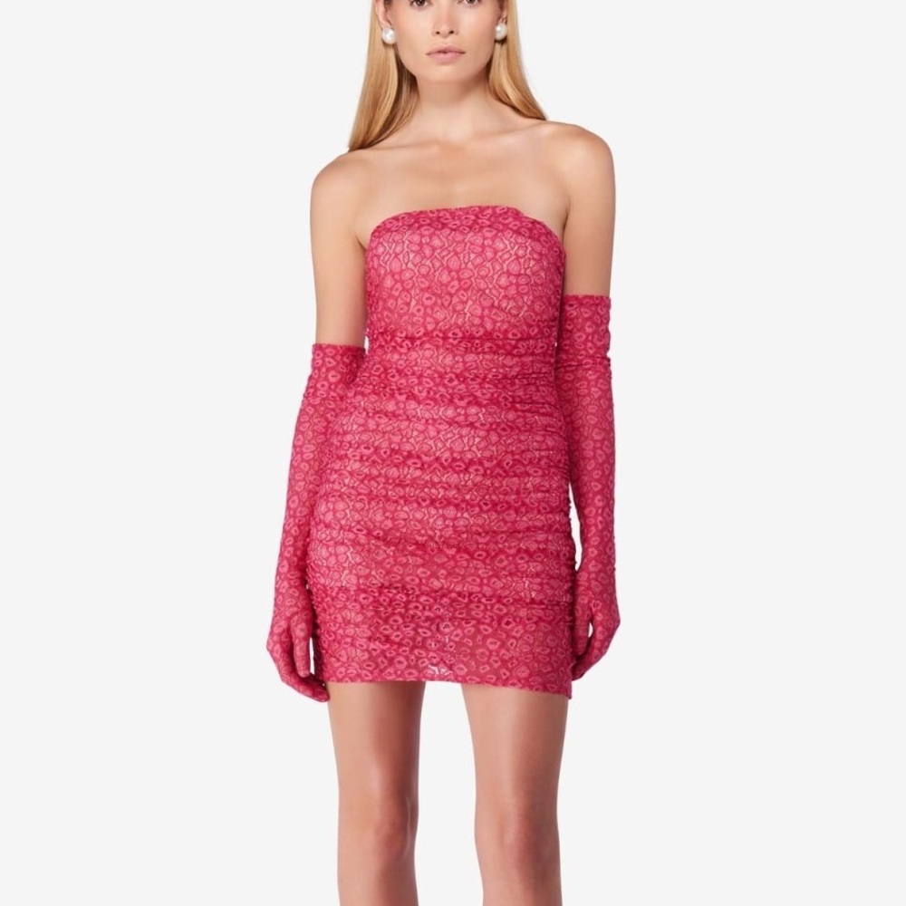 Miscreants London Cupid dress pink lace with gloves